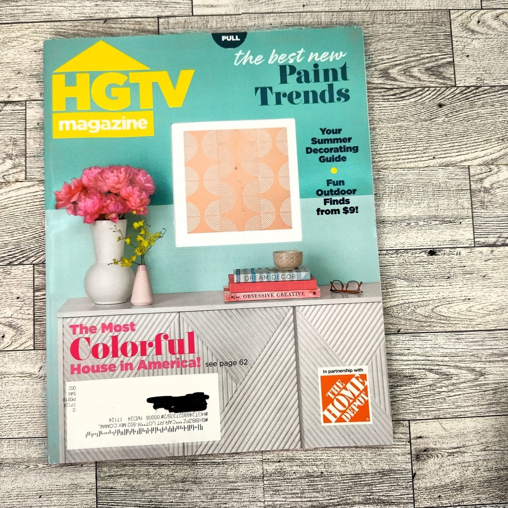 HGTV‎ Magazine 2024 July/Aug Paint Trends Colorful Home Decor DIY Ideas